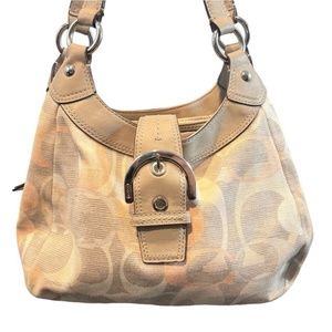 COACH Soho Optic Lynn Pink & Gray Multicolor Shoulder Hobo Bag